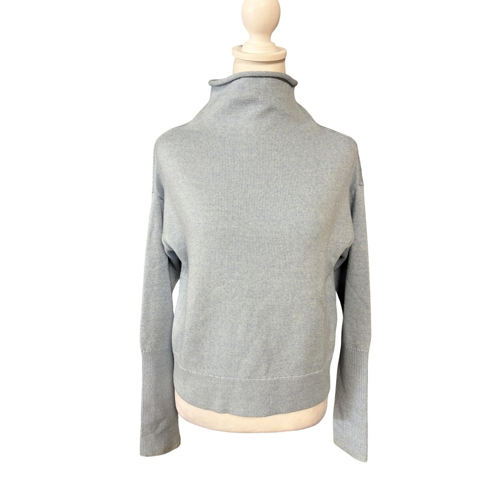 Wilfred Sweater Womens XS Blue 100% Merino Wool Mock Neck Long Sleeve Pullover